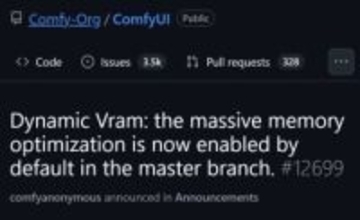 ComfyUI、必要メモリを大幅に削減する「Dynamic Vram」をデフォルトで有効化