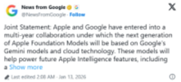 AppleがGemini採用。Siriを含むApple Intelligenceを全面強化へ