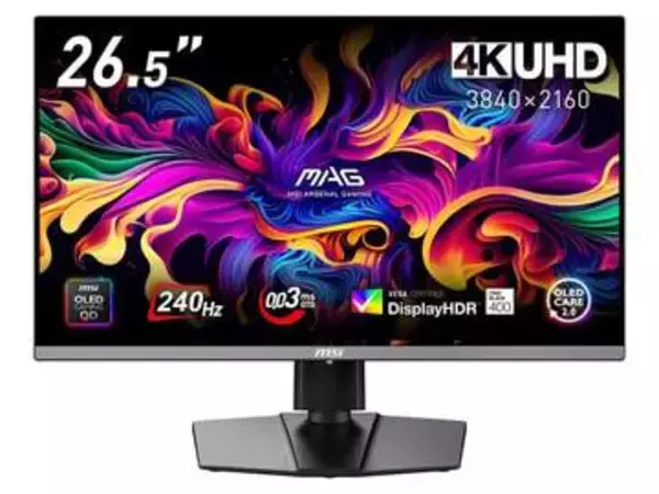 【本日みつけたお買い得品】MSIの26.5型4K/240Hz QD-OLEDゲーミングモニターが5万5千円オフ