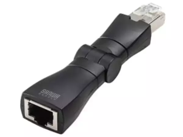 サンワサプライ、ケーブルの向きを自在に変えられるLAN中継アダプタ