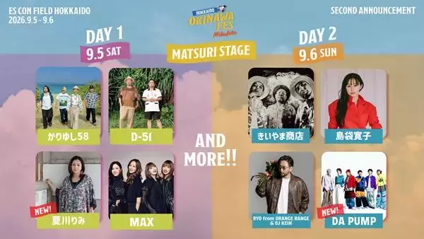 『OKINAWA FES Milafete HOKKAIDO』第2弾で夏川りみ、DA PUMP出演決定