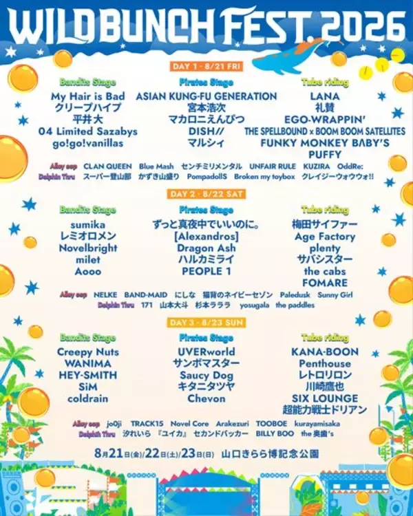 『ワイバン』出演アーティスト追加18組決定！タイムテーブルも公開