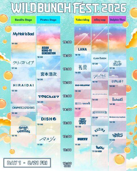 『ワイバン』出演アーティスト追加18組決定！タイムテーブルも公開