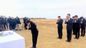 明石・大蔵海岸砂浜陥没事故24年 「安全・安心を基軸に」丸谷聡子市長ら献花、市民守る決意新たに