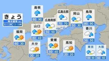 【きょう5/1(金)広島天気 】夕方にかけて大気の状態不安定　晴れ間あっても天気急変に注意　日中も肌寒い