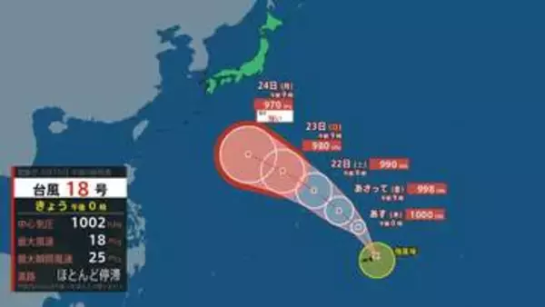 【台風情報】18号発生「ソウデル」　沖縄接近のおそれ　最大瞬間風速50m/sへ　東に転向か　　※29日までの雨・風シミュレーション