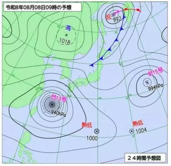 【台風情報】台風13号・15号に加えてダブル「熱帯低気圧」発生へ　13号は「非常に強い」に発達　最大瞬間風速60m/s　線状降水帯の危険　※18日までの雨・風シミュレーション
