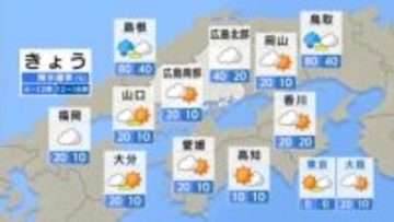 【きょう11/19(水)広島天気】北部はしぐれ　南部は乾燥注意　昼前まで雨降りやすい　次第に日差し届く