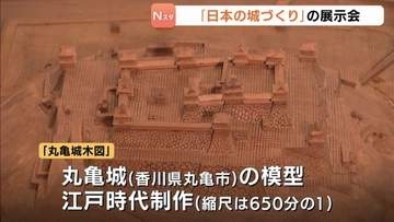 福山市の県立歴史博物館で「日本の城づくり」の展示会　江戸時代につくられた「丸亀城」の模型など