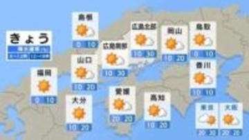 【きょう5/14(木)広島天気】晴れて暑い　夕立のようなにわか雨に注意