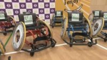 「楽しい！」「速い！」　屋内外で動き回れる車いす　小学生がリレーや鬼ごっこを体験　廿日市市で贈呈式　広島