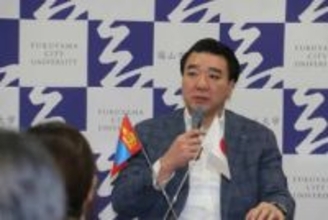 「モンゴルの子どもたちに日本への親しみ持ってほしい」学校運営する日馬富士公平さん　広島・福山市立大学の学生と交流