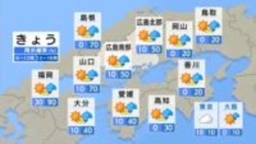 【きょう2/24(火)広島天気】夜には広く本降りの雨　晴れていても折りたたみ傘の持参を