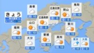 【きょう2/26(木)広島天気】晴れてぽかぽか陽気　花粉飛散注意！