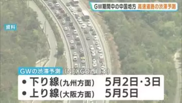 ｢出発時間の検討や中国道への迂回を｣ 5月2日～5日に渋滞多発か　高速道路ＧＷの渋滞予測