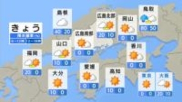 【きょう12/15(月)広島天気】冬型の気圧配置は次第に緩む　日中の気温は平年並みも　寒さ対策はしっかりと