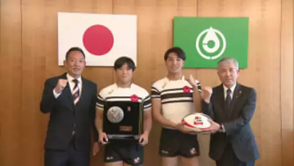 「ひたむきにがむしゃらに走ってタックル」花園出場の筑紫高校ラグビー部が市長を訪問　全国大会への決意を伝える