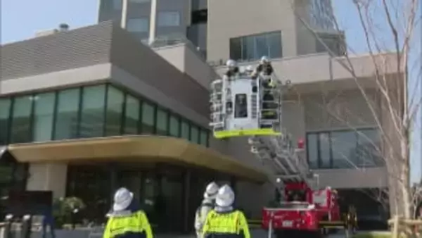 開業前の福岡プリンスホテルで防災訓練　ヘリも参加して大がかりに