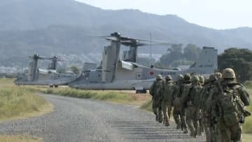 オスプレイ 離島の防衛を想定し輸送訓練 長崎で実施 水陸機動団が参加「時間的に短縮できることが望ましい」