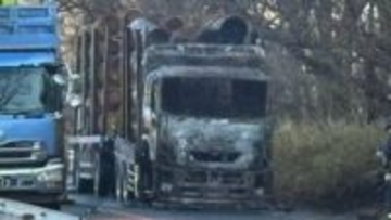 【渋滞解消】熊本県南小国町 国道212号　木材を積んだ大型トラックが焼ける 冬季通行止め道路を開放し渋滞解消へ