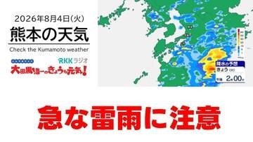 8月4日（火）【熊本の天気】急な雷雨に注意　RKK気象予報士の天気解説 ＜阿蘇や天草のライブカメラも配信中＞