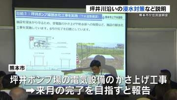 去年８月の大雨で浸水被害　熊本市が坪井ポンプ場のかさ上げなど住民に説明