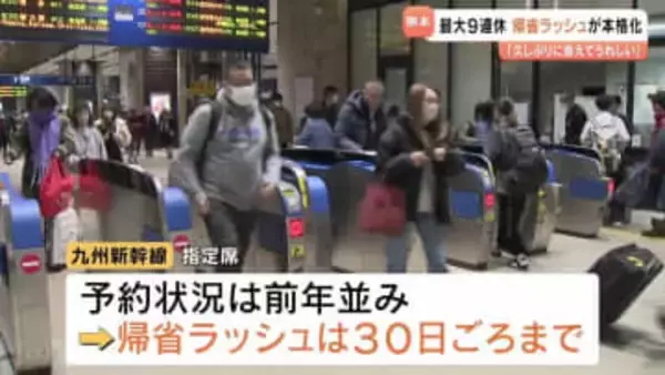 「久しぶりに会えてうれしい」　最大９連休の年末年始　帰省ラッシュがピーク　熊本駅