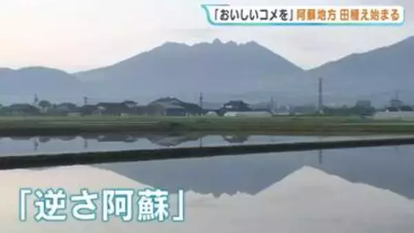 この時期"晴れた早朝だけ"見られる絶景！　田植えが始まった水田に映る「逆さ阿蘇」　熊本