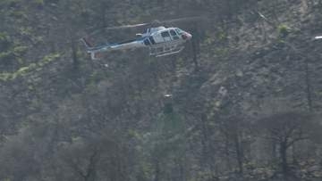 森林の早期回復で二次災害防止へ、山火事発生の地区でヘリコプターによるススキやヤマハギの種撒き 愛媛・今治市