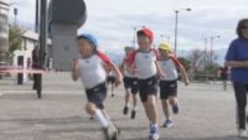 幼稚園の「大寒」恒例マラソン大会 230人の園児が全力疾走 愛媛・松山市