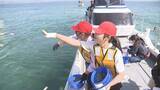 「美しい海を守ろう！小学生が船上から300キロのアサリ稚貝放流 愛媛・松山市」の画像1