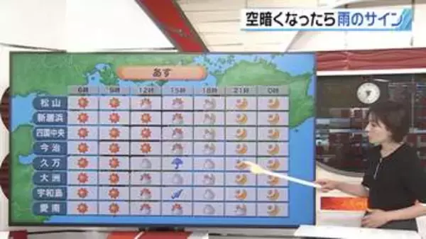あすも愛媛は季節先取りの暑さに、あすまで大気不安定、山沿い中心に雷雨に注意