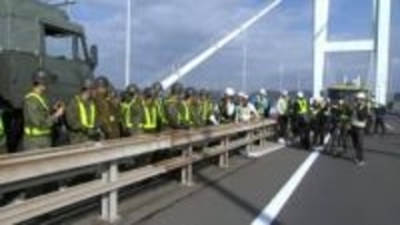 本四高速と自衛隊が瀬戸中央自動車道で合同訓練　大規模災害により上り車線が通行できなくなった想定【香川】