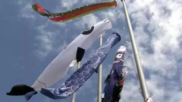 倉敷市児島地区に今年もデニムなどの地元繊維産業をPRするユニークな“こいのぼり”【岡山】