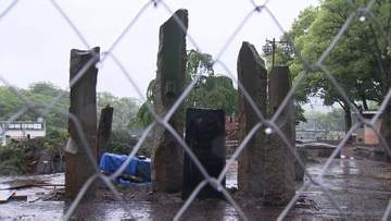 石山公園から撤去される平和記念の石柱　永瀬清子生家保存会が譲り受け要望「晩年エネルギーをつぎ込んだ結晶」