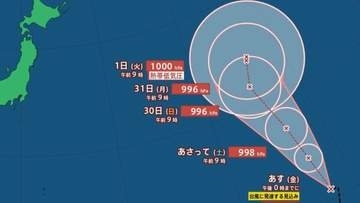 【台風情報】最大瞬間風速25m/s・996hPaまで発達予想...新たな台風のたまご「熱帯低気圧b」発生、24時間以内に台風になる見込み...今後の進路、日本への影響は？9月6日までの雨・風シミュレーションで確認【気象庁27日13時20分発表】