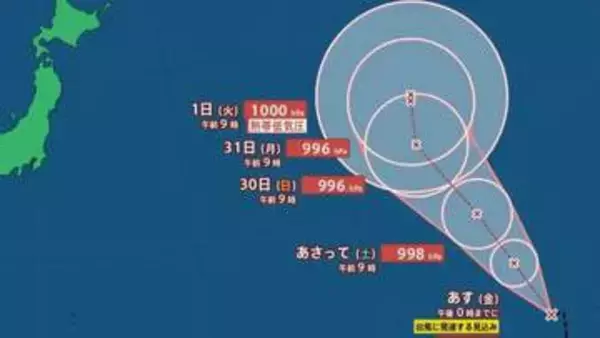 【台風情報】最大瞬間風速25m/s・996hPaまで発達予想...新たな台風のたまご「熱帯低気圧b」発生、24時間以内に台風になる見込み...今後の進路、日本への影響は？9月6日までの雨・風シミュレーションで確認【気象庁27日13時20分発表】