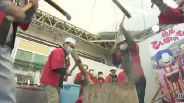 「すごく美味しいんですよ！」新庄村特産「ヒメノモチ」を使った餅つきの実演販売【岡山】