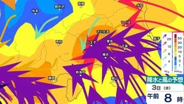【台風情報】台風6号（チャンミー）の影響は？東京・神奈川・千葉・埼玉・茨城　関東首都圏1時間ごとの雨風シミュレーション　3日（水）通勤時間帯に影響のおそれ【気象庁】