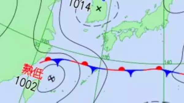 【台風情報】新たな台風のたまご「熱帯低気圧」台湾付近から日本に…一時的に「台風」になるおそれも…1時間に20キロの速さで進む…気象情報に注意【気象庁 天気図】