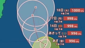 【台風情報】「台風17号」（ナンカー）」最大瞬間風速25m/s・994 hPaで南鳥島近海を北上中...日本への影響、今後の進路は？ 24日（月）までの雨・風シミュレーションで確認【気象庁13日午後3時45分発表】