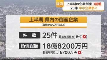 今年上半期の企業倒産25件　2年連続で前年上回る【佐賀県】
