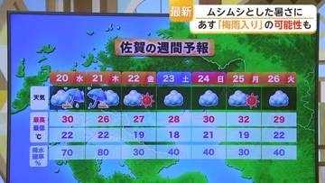 早ければ20日にも梅雨入り発表か「日差しがなくても30℃超」ムシムシ続く【佐賀県】