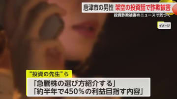 「約半年で450%の利益」60代男性が1650万円だまし取られる 【佐賀県】