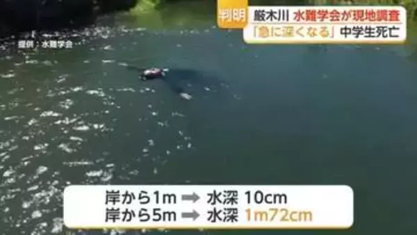 「深みにはまって溺れた」中学生死亡の厳木川　水深10センチが5メートル先では1.7メートル【佐賀県】
