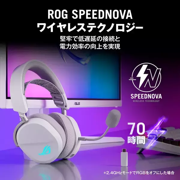 「ゲーミングヘッドセット「ROG Pelta White」が10月17日発売！309gの軽量で無線接続も」の画像