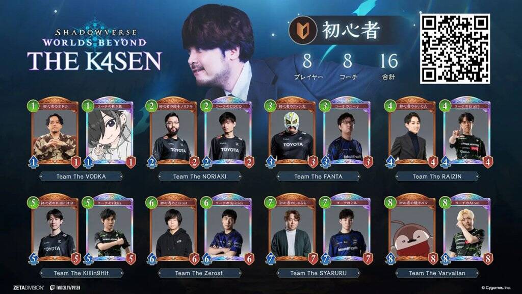 「ZETA DIVISION」所属k4sen氏が「Shadowverse: Worlds Beyond The k4sen Supported by Cygames」開催！宇野昌磨氏や渋谷ハル氏らが出演