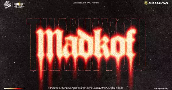 Crazy Raccoon餓狼伝説部門所属のMadkoF選手が脱退を発表。それに伴い餓狼伝説部門が解散