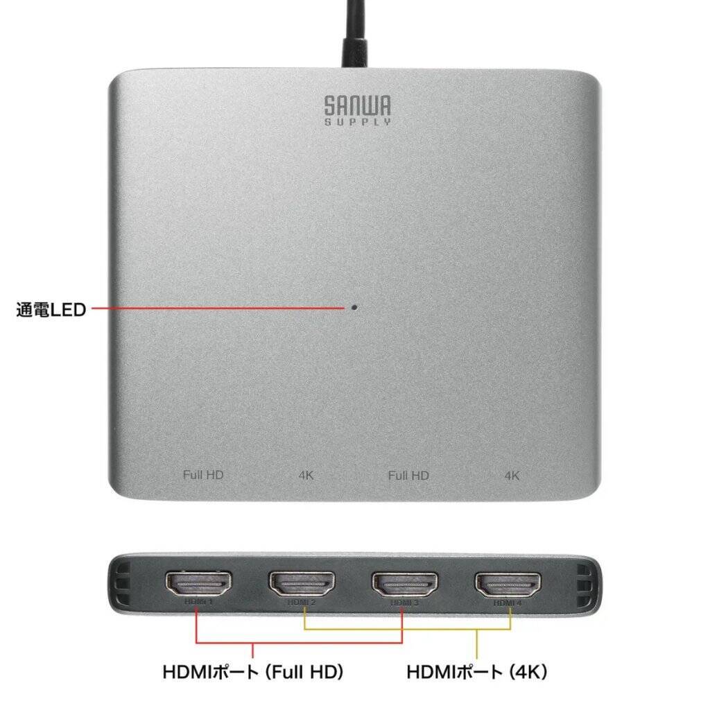 USB Aポートから4台のディスプレイに映像出力できるHDMIディスプレイアダプタ「USB-CVU3HD7」発売