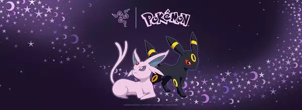 「「ポケモン」エーフィ＆ブラッキー×「Razer」コラボが海外発表！霧に包まれた星空をイメージしたデザインのデバイスが展開予定」の画像